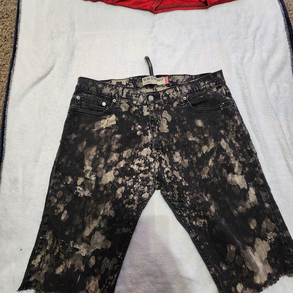 Levi's Black and Gray Splatter Jean Cut Down Shorts 36x12